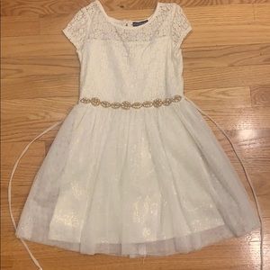 Girls white and gold dress